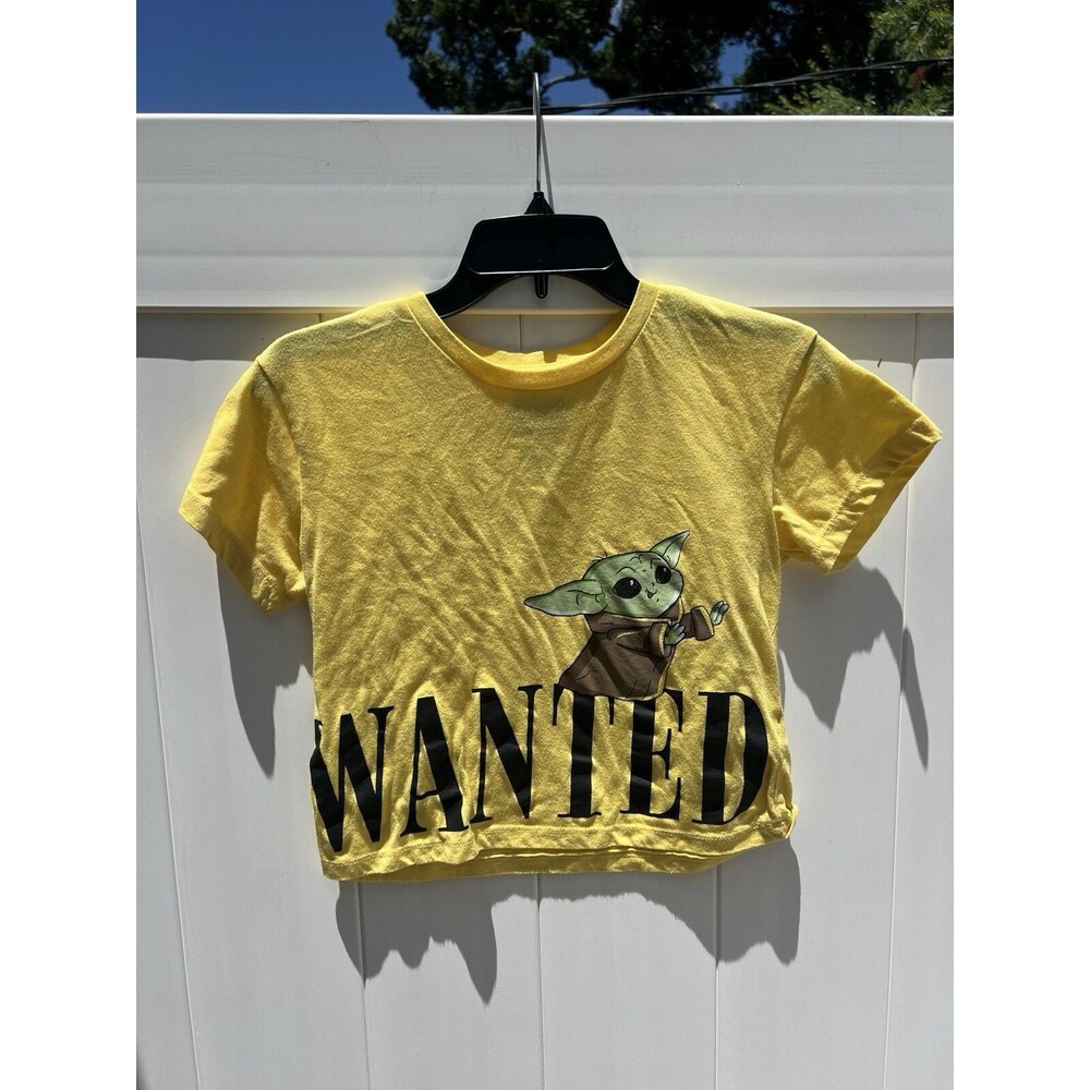 Star Wars Crop T-Shirt Women's Short Sleeve Baby Yoda Wanted Sz Small